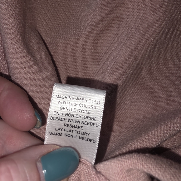 Lety and Me Pink Mauve Open front Cardigan Sweater W/X Stitch Detail Knot Sleeve - Picture 6 of 6